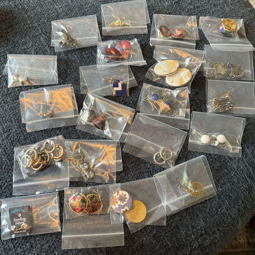 Assorted Vintage Earrings Collection mixed metals with sterling and clip ons